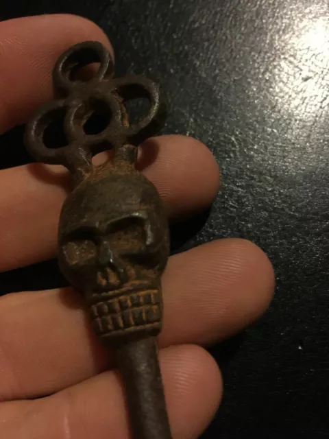 Skull Victorian Cast Iron Key Skeleton SOLID METAL GIFT Rustic Patina Collector