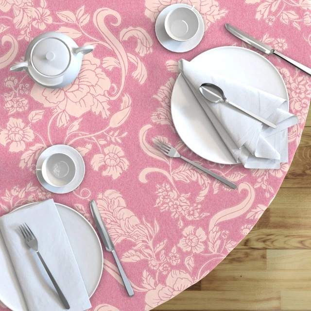 Round Tablecloth Floral Faded Rose Victorian Romantic Art Nouveau Cotton Sateen