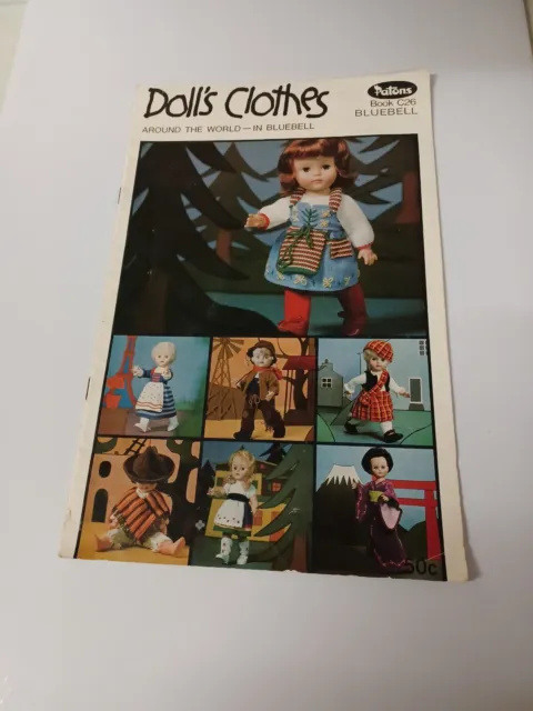 PATONS DOLLS CLOTHES Around The World C26 Knitting Pattern Book International