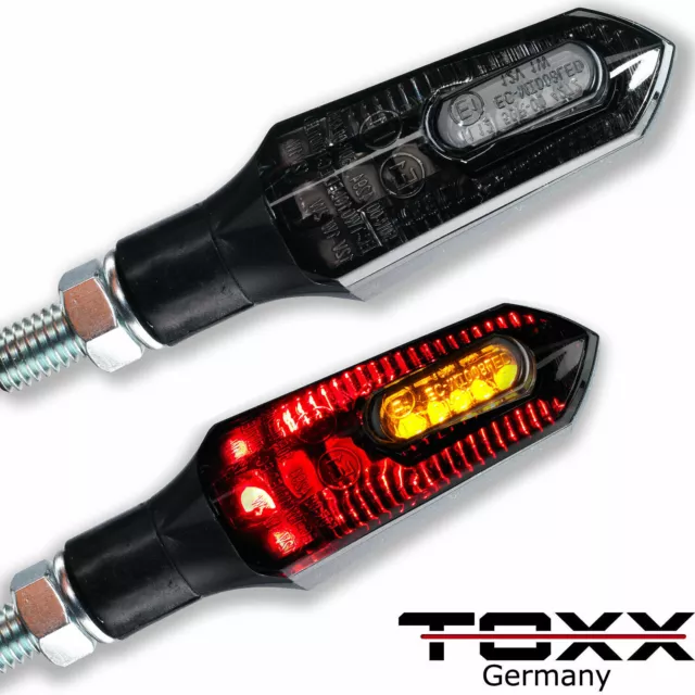 ToXx Motorrad LED Mini Blinker Rücklicht  3in1 schwarz smoke getönt universal