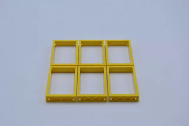LEGO 6 X Telai per Finestre Giallo Porta Telaio 1x4x6 Two Fori Top Bottom 60596
