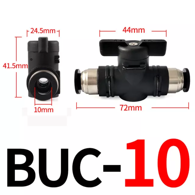 Pneumatic Ball Air Valve Push In Fitting Straight Connector Black White 4-12mm