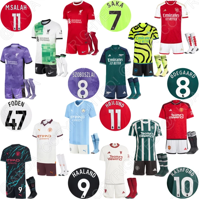 23-24 Boys Kids Football Full Kits Adults 2023-24 Strip Shorts+Shirt+Socks
