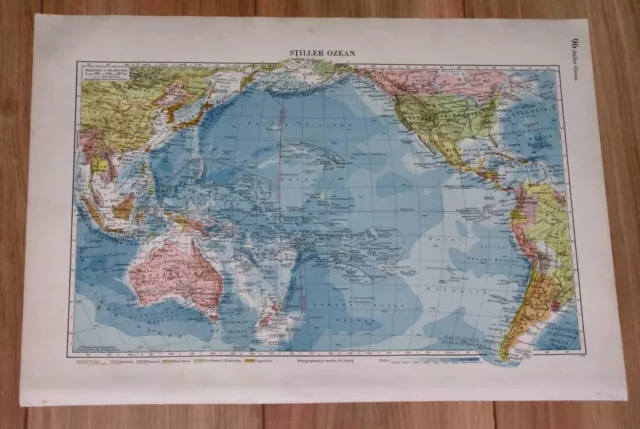 1940 Original Vintage Wwii Map Of Oceania Pacific Australia New Zealand Hawaii