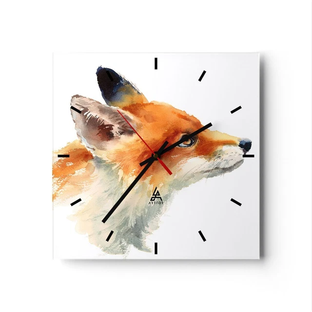 Horloge murale en verre 40x40cm Silencieuse Pi?ce G om trique Orange Wall Clock