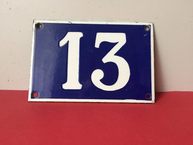 Plaque émaillée De Métal Carré De Meuge Patiné Du Numéro De Rue Avec Le Numero 13 2keg3jp