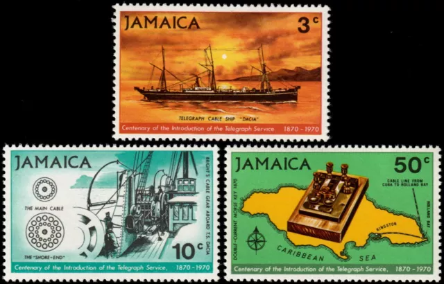 ✔️ Jamaica 1970 - Telegraph Cable Ship Boats - Sc.  319/321 Mnh ** [5Cw5]