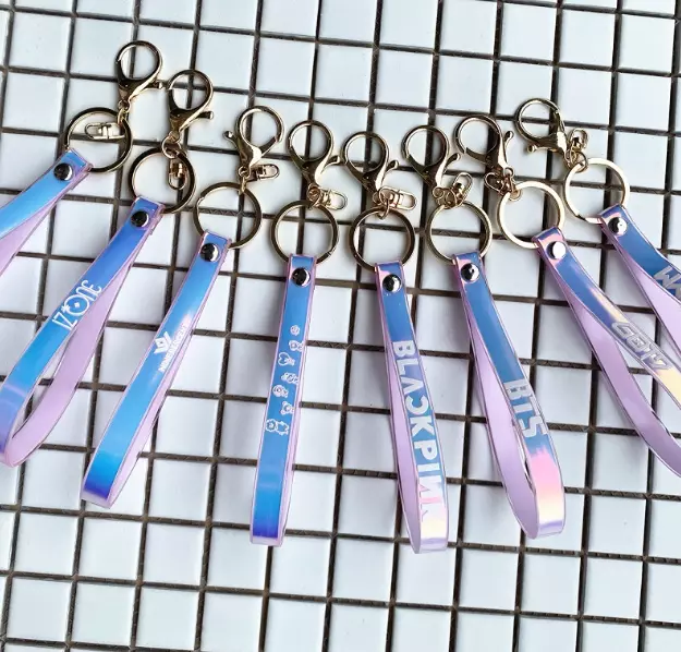 Kpop BTS GOT7 TWICE Blackpink Transparent Laser Lanyard Keychain Phone Strap