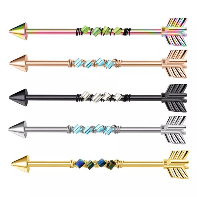 5Pcs 14g Arrow Industrial Barbell Stainless Steel Scaffolding Cartilage Earrings