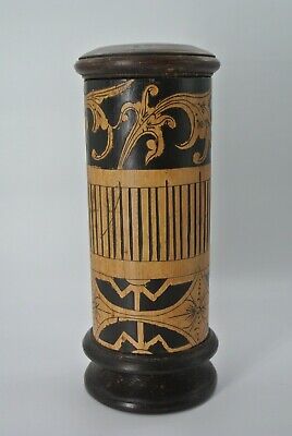 Vintage Carved Indonesian Bamboo Lime Container 2
