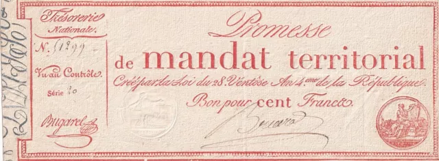 100 Francs - Mandat Territorial - 1796 - Série 20 - L.197