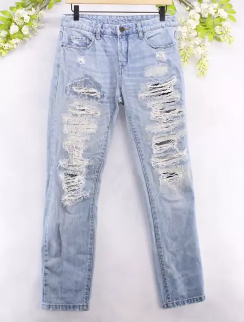 BlankNYC Women's Skinny Jeans Classique Distressed Holes Medium Wash Size 27x30