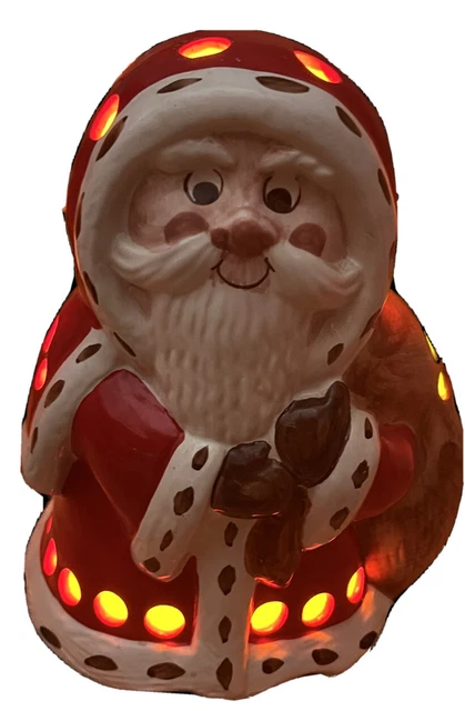 Luce notturna Babbo Natale vintage 1990 ceramica porcellina funzionante e testata PAT Natale