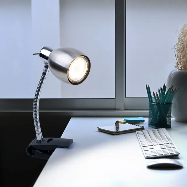 Lampe de table à pince LED dimmable lampe flexible de chevet noir 5W GU10  bureau