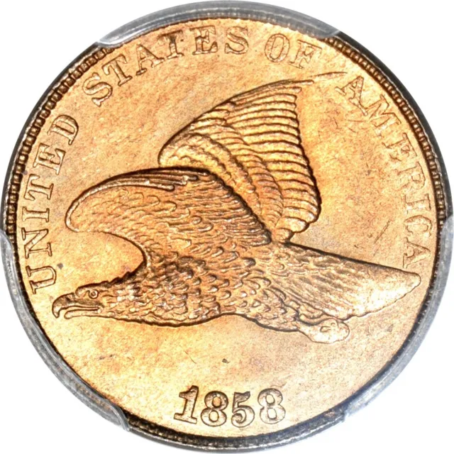 1858/7 1C Snow-1 (Strong) Flying Eagle Cent PCGS MS65 (PHOTO SEAL)