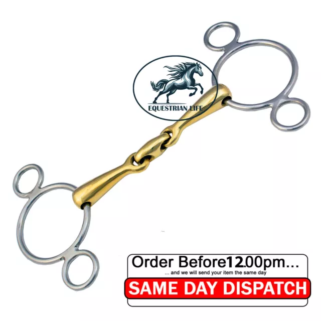 German Silver Copper Mix Lozenge 3 Ring Gag Bit Stainless Equestrian Life Ltd ®