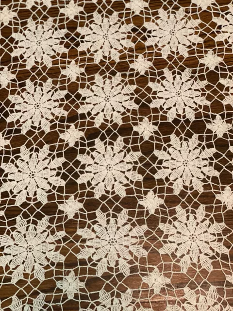 Vintage Handmade Crochet White Floral Cotton Lace Tablecloth 80 X 96 + 34 X 42