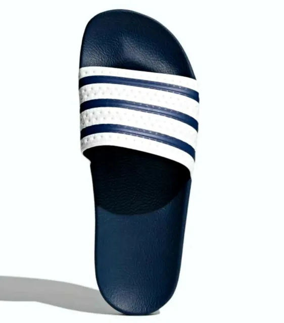 New Adidas Originals Men's Adilette Trefoil Slides ~ Size 9  #G16220 White/ Blue