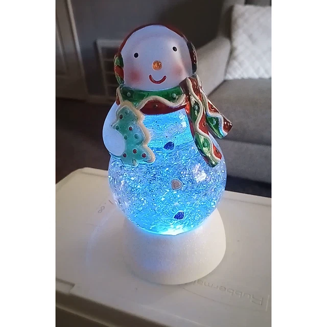 Hallmark 2010 Snowman Lighted Motion Snow Globe Color Changing
