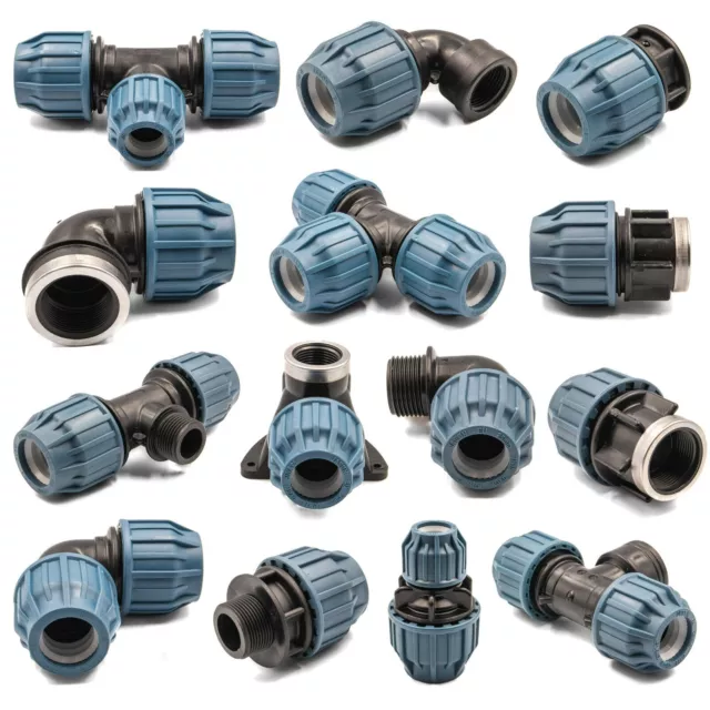 PE Rohr Fittings Kunststoff(PP) 20 25 32 40 Bogen Kupplung T-Stück Übergang DVGW