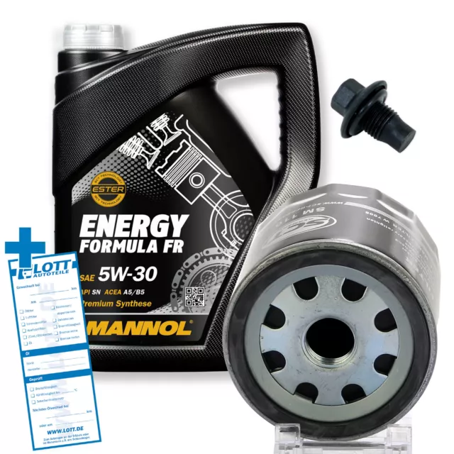 Ölfilter + 5L Mannol Formula Energy FR 5W-30 Motoröl + Schraube für WSS-M2C913