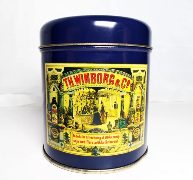 Blechdose rund Blau T.H. Winborg & Co Geschenk Metalldose Keksdose Vorratsdose