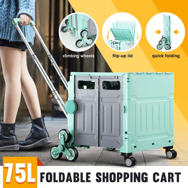 Portable Shopping Cart Trolley Foldable Grocery Storage Basket Luggage Crate 2