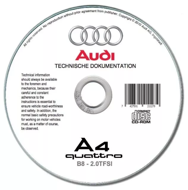 Audi A4 Quattro (2012-2015) manuale officina su cd