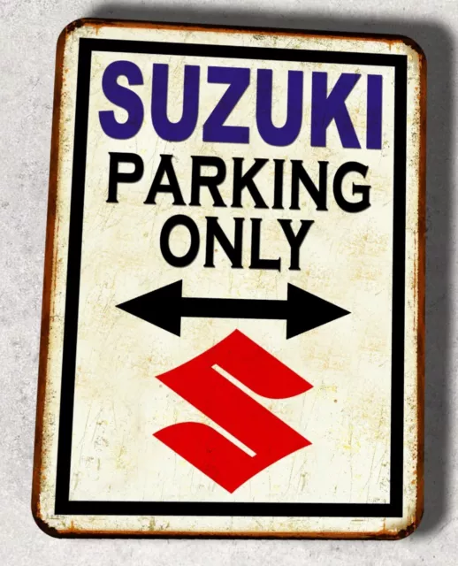 plaque métal vintage Suzuki Parking Only