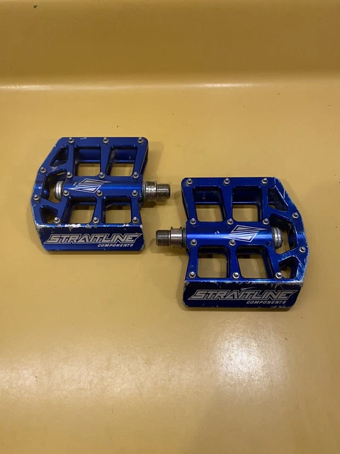 Blue Straitline Defacto Alloy Platform 9/16" Flat Pedals
