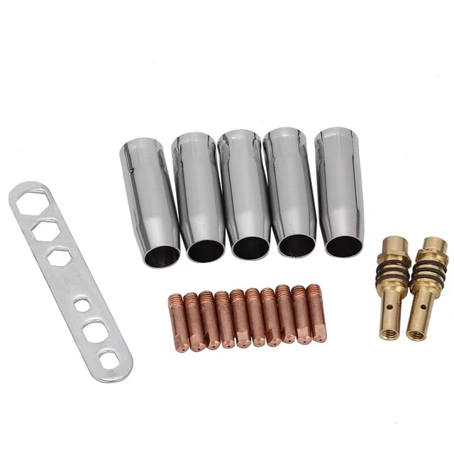 18Pcs Welding Torch Kit Contact Tip 0.8mm M6 & Tips Holder Difuser & Shield J4O7