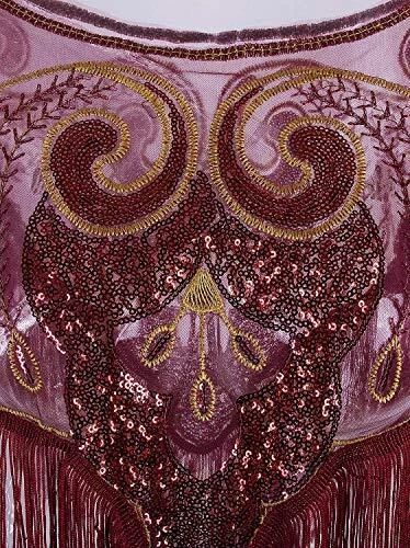 Women's Vintage 1920s Flapper Shawl Sequin Fringe Gatsby Evening Bolero Cape