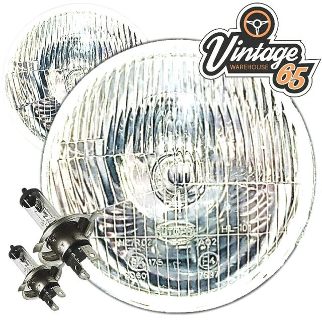 Neolite 7-Inch Classic Halogen Headlight Conversion – Domed Lens, H4 Bulbs Included, 12V