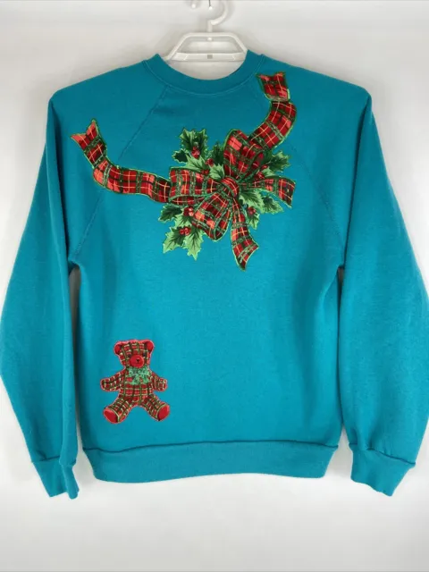 Vintage Ugly Christmas Sweater Sweatshirt Vintage Tultex Size Large Ornaments