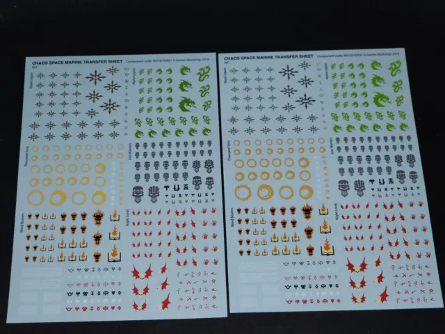 Warhammer 40k Miniatures Chaos Space Marines Decal Transfer Sheet Bits Lot, Q23