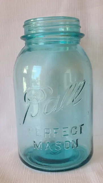 Vintage Aqua Green Mason Perfect Qt. Canning Jar
