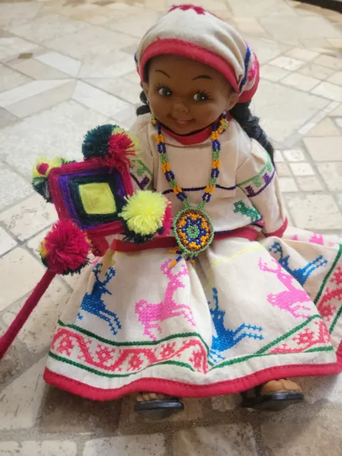 Huichol Mexican Folk Art Doll Handmade