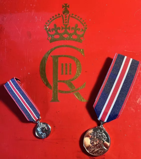 King Charles Coronation Full Size And Mini Medal Set.