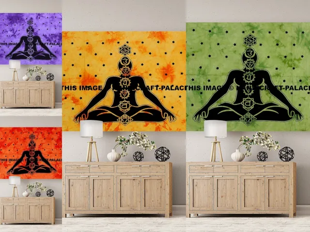 Variés 5 PC Lot Yoga Méditation 7 Chakra Affiche Tenture Tapisserie Murale Décor