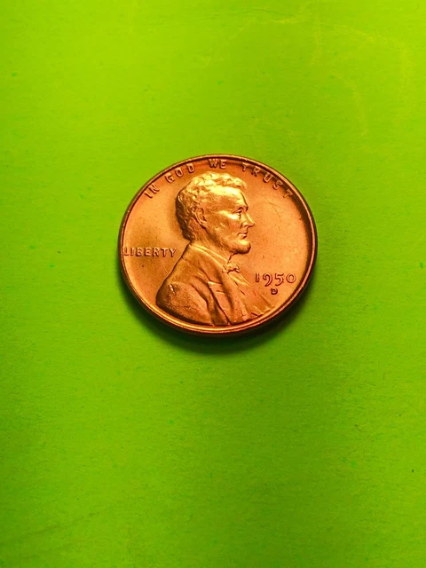 1950-D Lincoln Head Wheat Cent Penny - GEM CHOICE BU UNC RED RD COPPER COIN