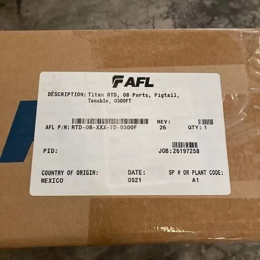 AFL Titan RTD-08-XXX-TD-0300F 8 Ports, Pigtail, Toneable Flat Drop Cable (NIB)