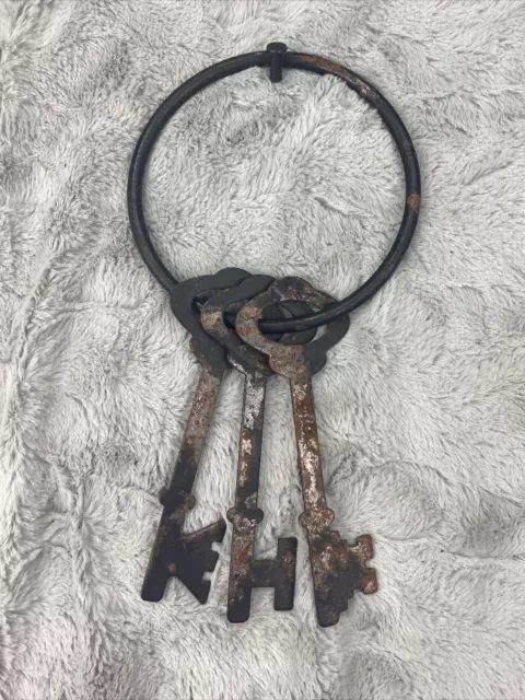 Juego decorativo vintage de llaves esqueleto de metal grandes decoración de pared