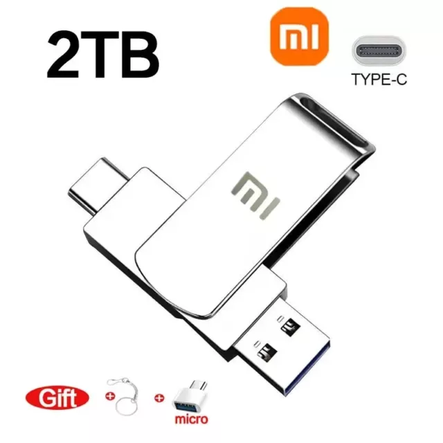 Clé flash USB Xiaomi 2 To USB 3.0 2 To 2 en 1 métal mémoire flash stockage