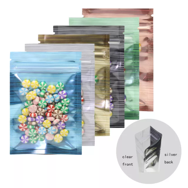 Flat Clear/Colored/Silver Mylar Zip Seal Bags Pouches Variety QTY, Colors, Sizes