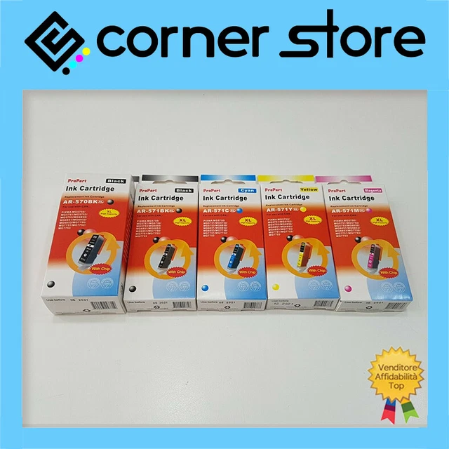 Kit 5 Cartucce Compatibili Canon PGI570xl Nero + CLI571Bk + CLI571xl Colore
