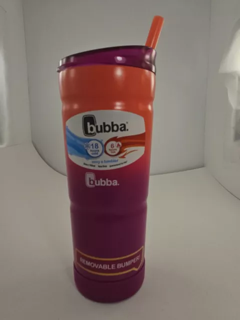 bubba Straw Envy Vacuum-Insulated Stainless Steel Tumbler, 24 oz Purple Orange