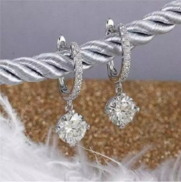 2 Ct Near White Moissanite Earrings With Solid 925 Sterling Silver Hoop Earring