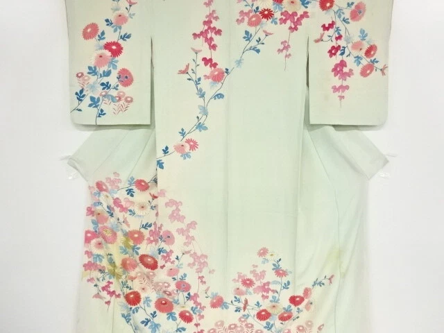 43698# Japanese Kimono / Antique Kimono / Embroidery / Kiku