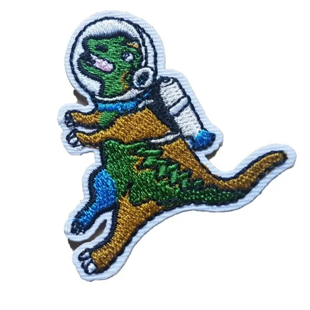 Space Dinosaur astronaut T Rex  Iron On Patch Sew on Embroidered transfer sports