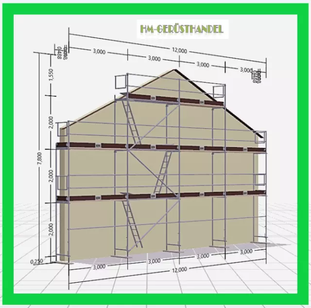NEU Gerüst Baugerüst Fassadengerüst  87qm AF Stahlrahmen Bordbrett Neu !!!